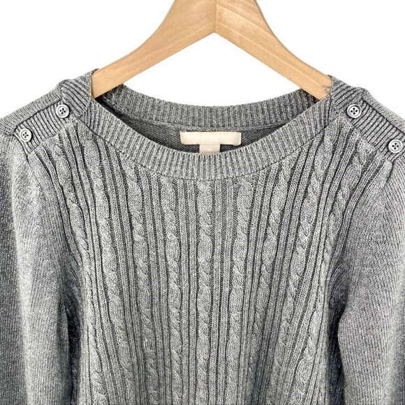 Banana Republic Silver with Metallic Tread & Front Cable Knit Sweater. Size M - Picture 4 of 8